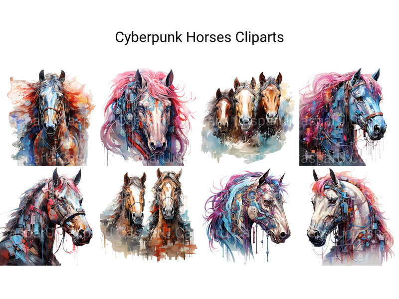 Cyberpunk Horses Clipart - CraftNest