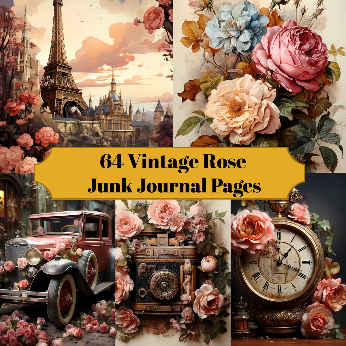 Vintage Rose Junk Journal Pages