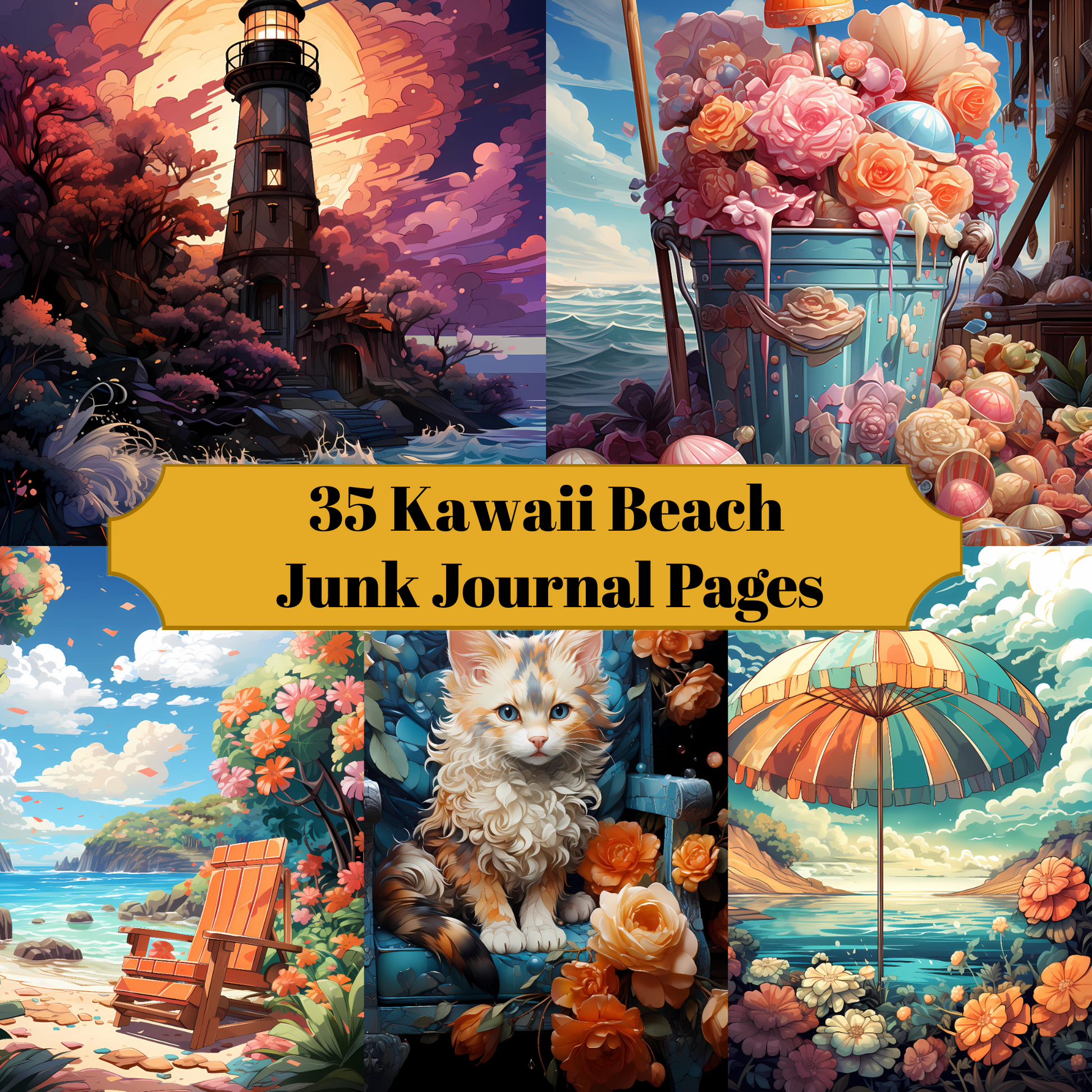 Kawaii Beach Junk Journal Pages - CraftNest