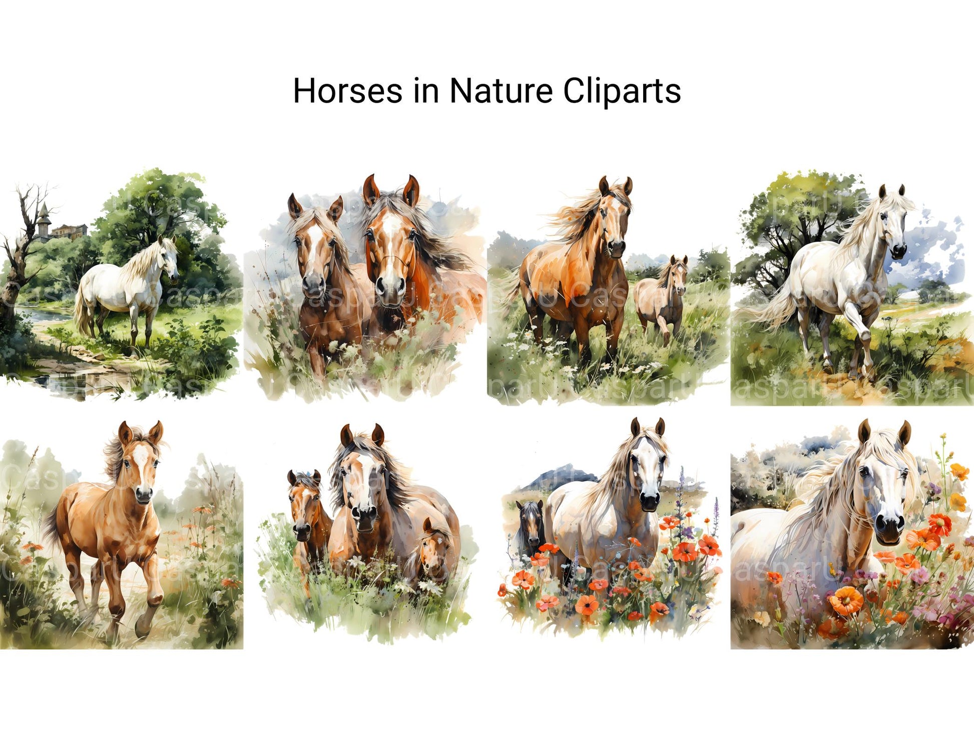 Horses In Nature Clipart - CraftNest