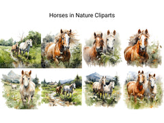 Horses In Nature Clipart - CraftNest