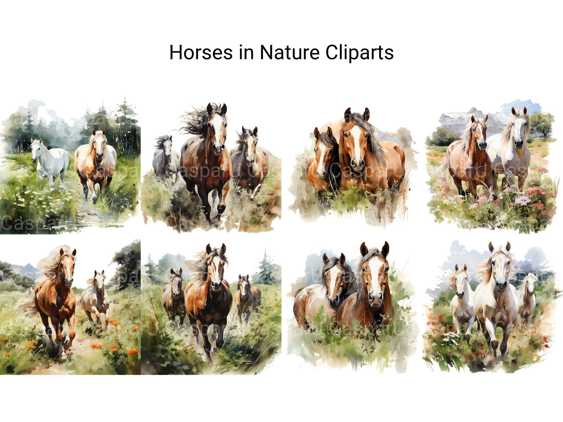 Horses In Nature Clipart - CraftNest