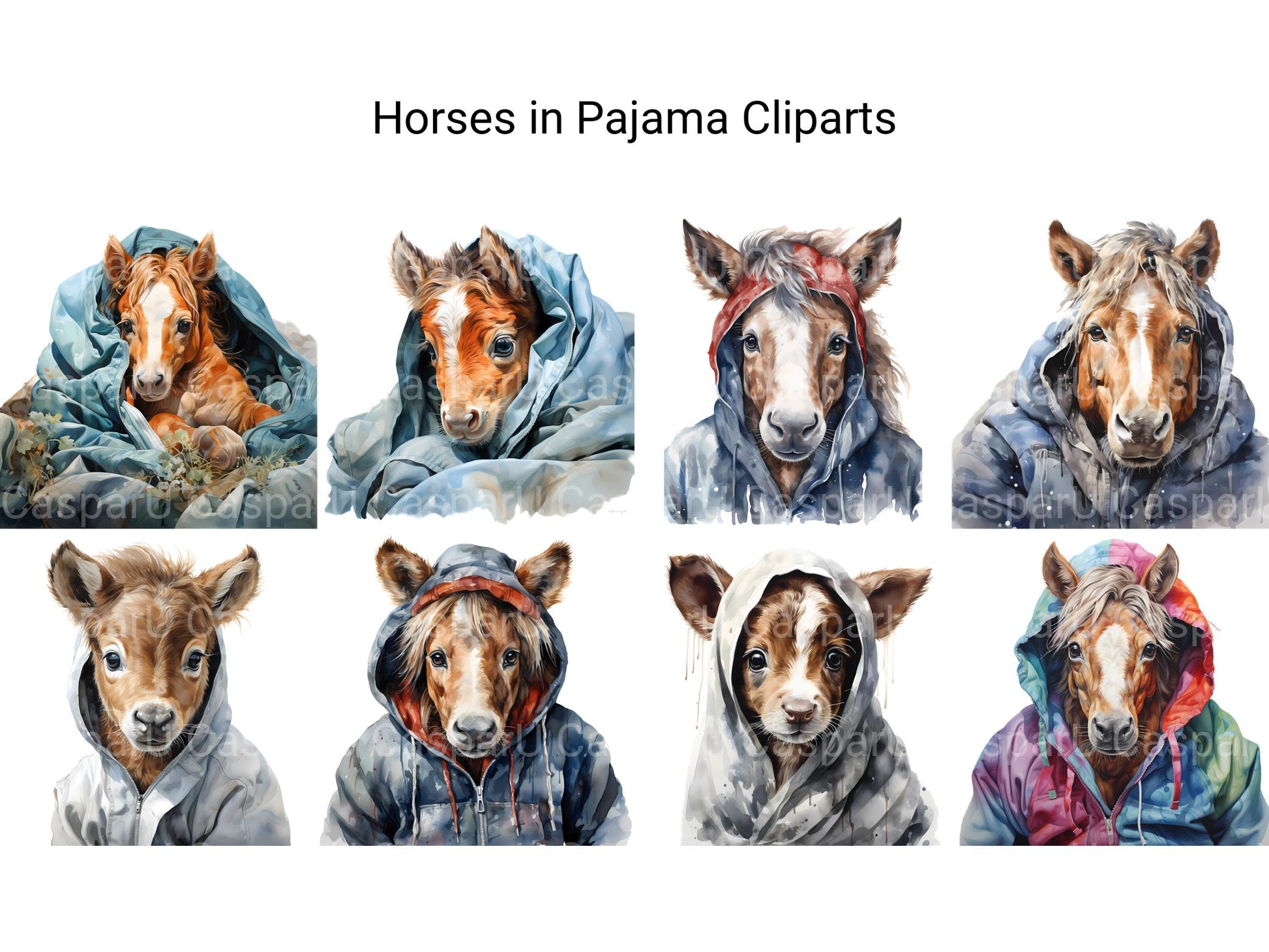 Horses In Pajamas Clipart - CraftNest