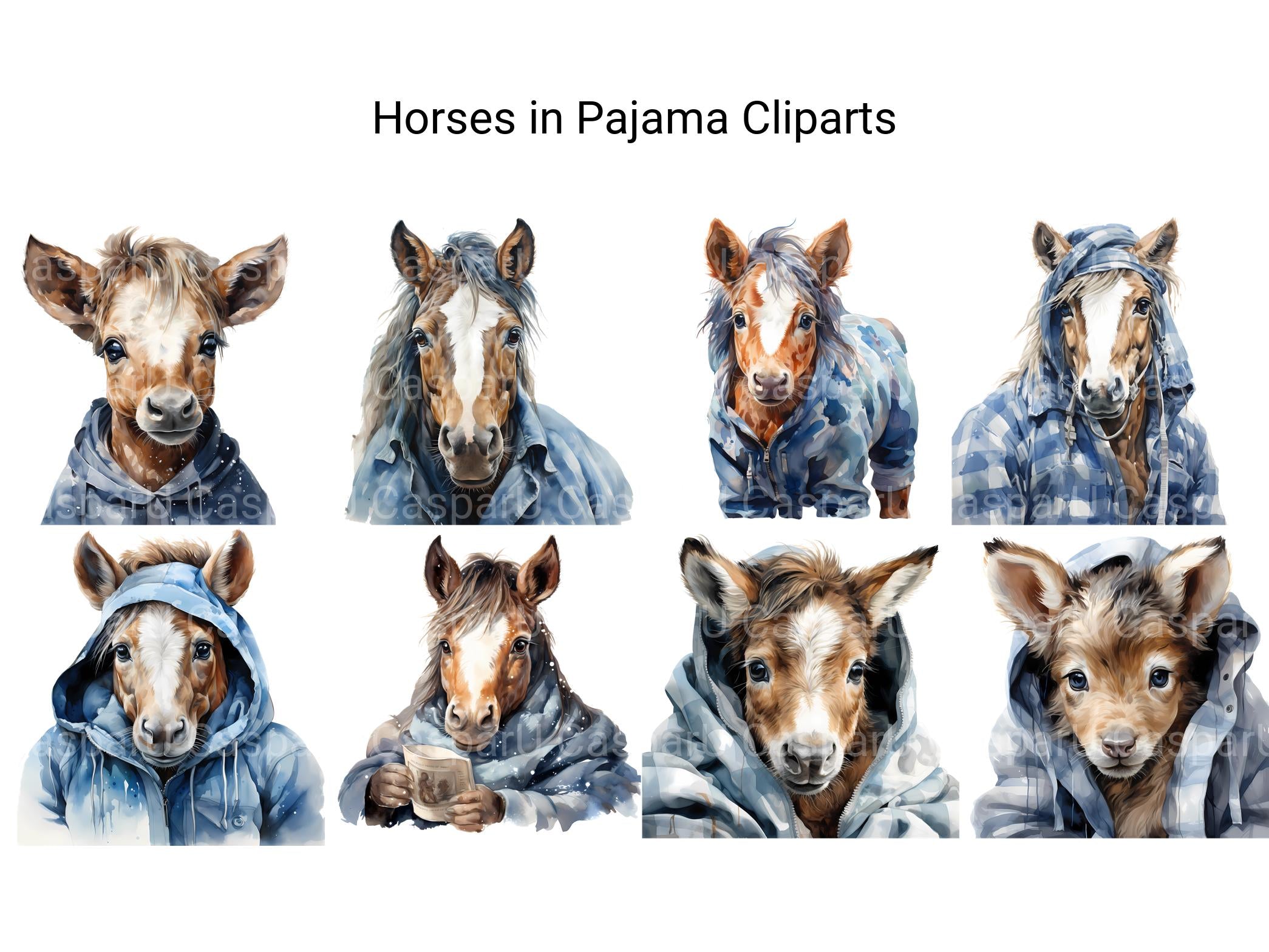 Horses In Pajamas Clipart - CraftNest