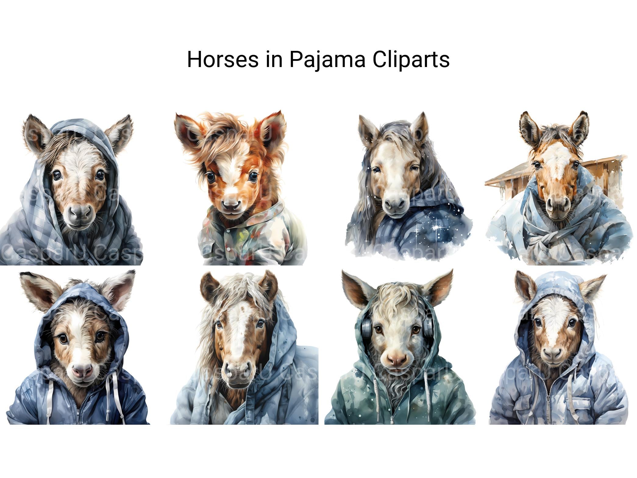 Horses In Pajamas Clipart - CraftNest