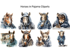 Horses In Pajamas Clipart - CraftNest