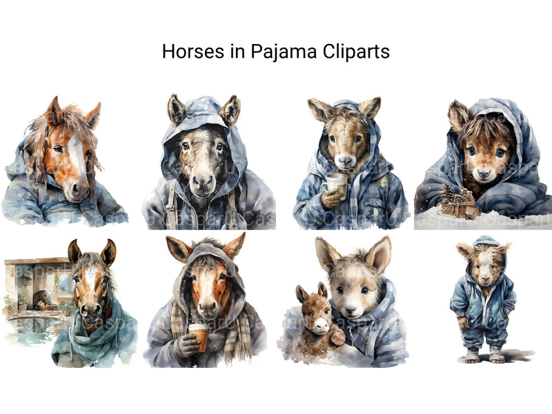 Horses In Pajamas Clipart - CraftNest