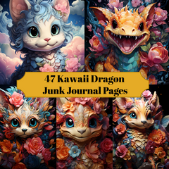 Kawaii Dragon Junk Journal Pages - CraftNest