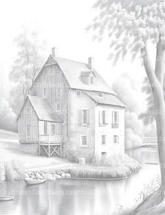 Old French Houses Coloring Book - CraftNest - Digital Crafting and Art