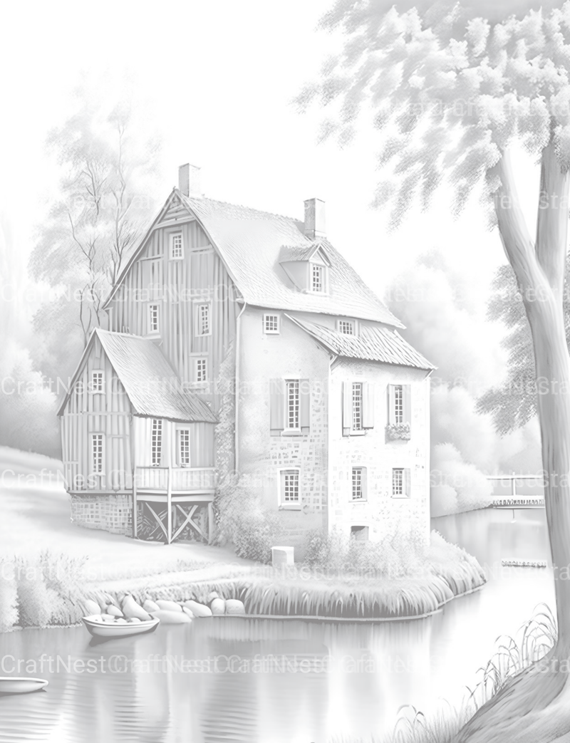 Old French Houses Coloring Book - CraftNest - Digital Crafting and Art