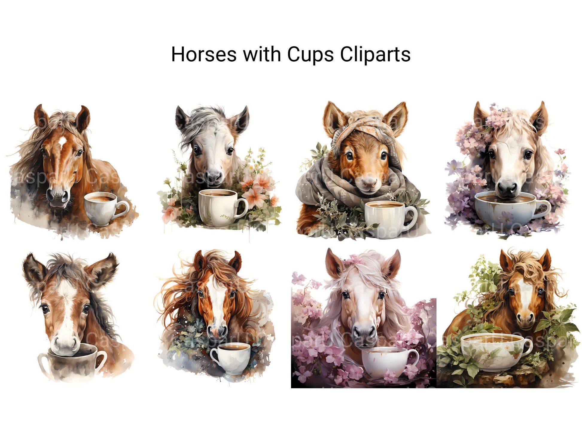 Horses With Cups Clipart - CraftNest