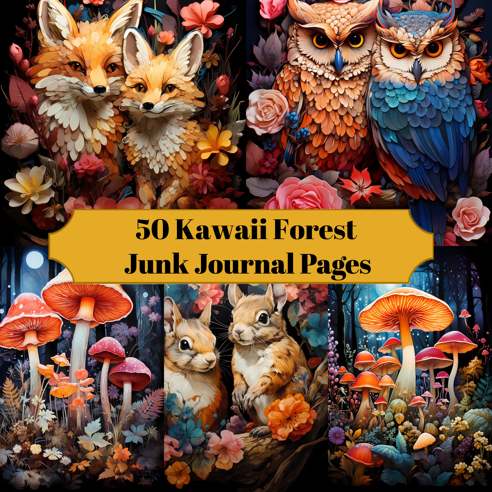 Kawaii Forest Junk Journal Pages - CraftNest