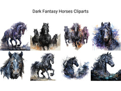 Dark Fantasy Horses Clipart - CraftNest