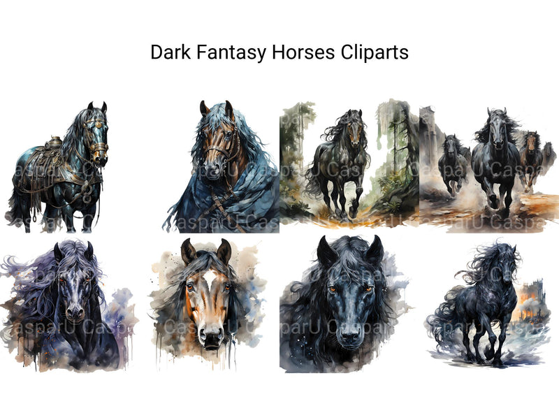 Dark Fantasy Horses Clipart - CraftNest