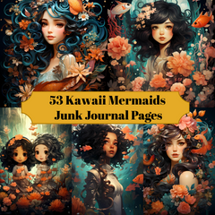 Kawaii Mermaids Junk Journal Pages - CraftNest