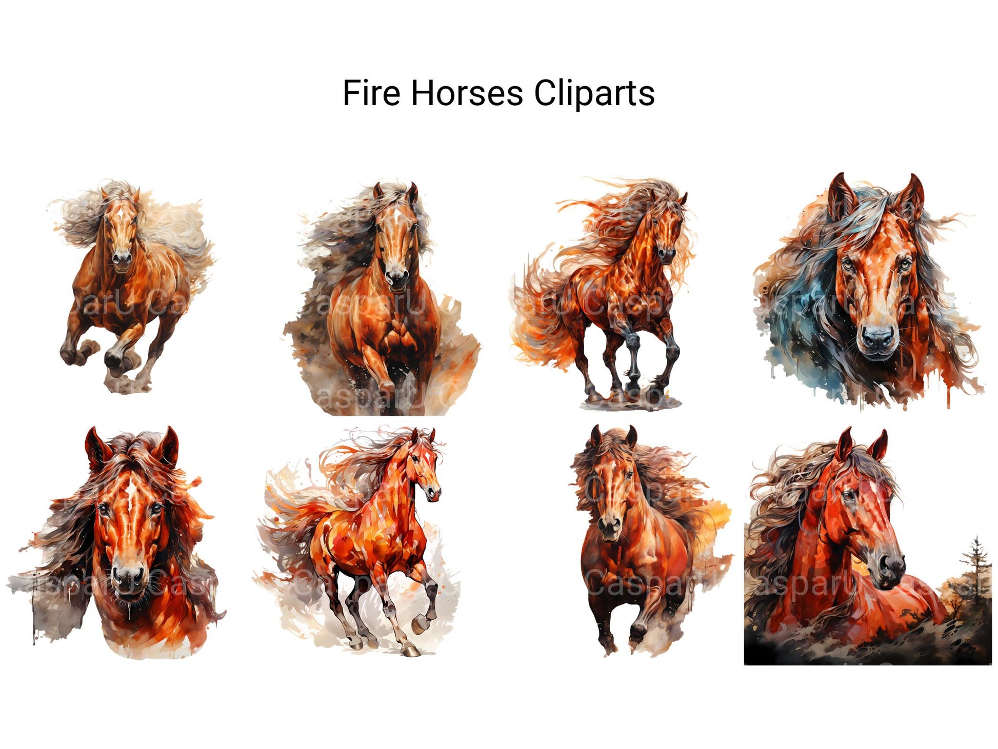 Fire Horses Clipart - CraftNest