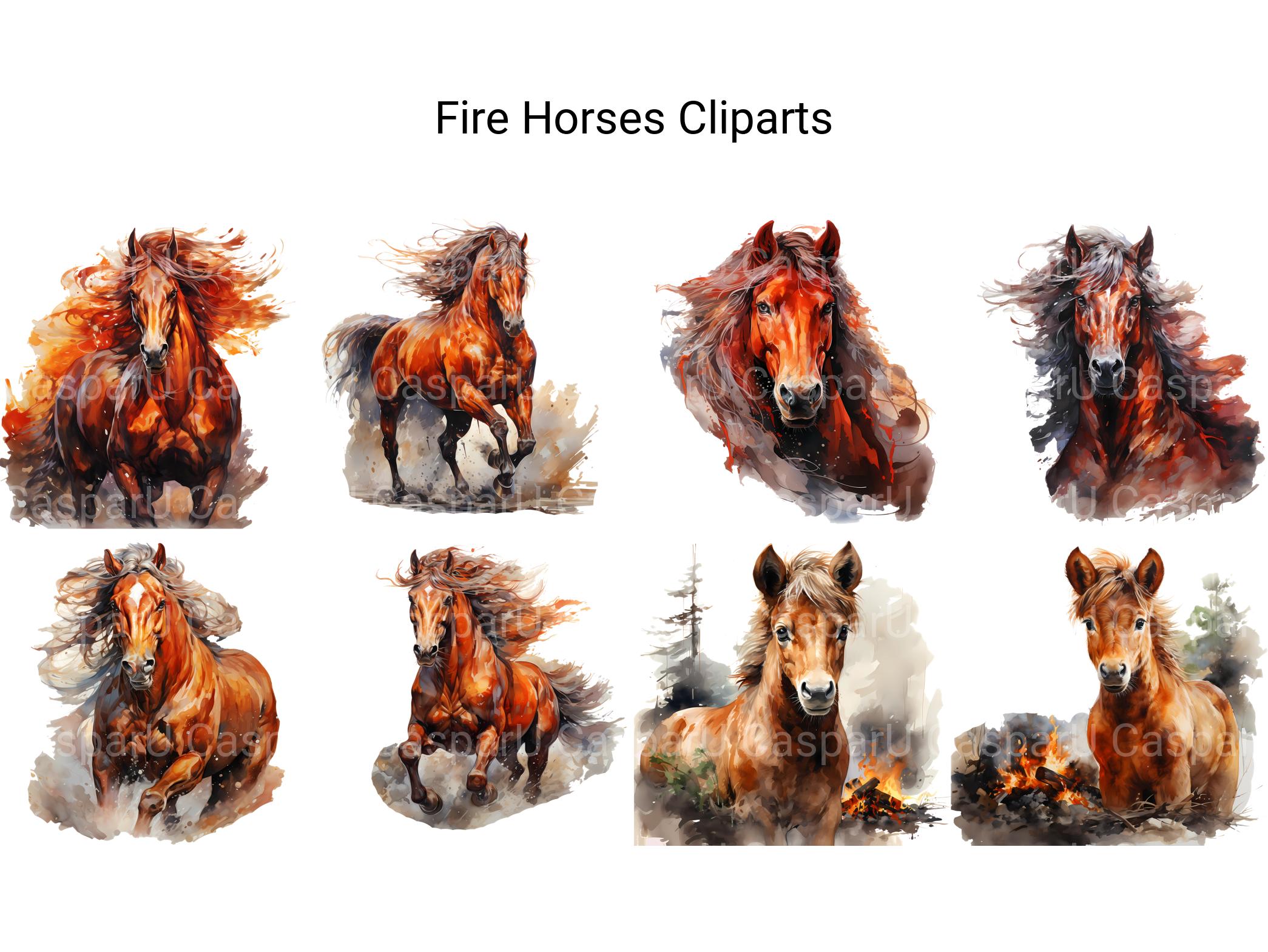 Fire Horses Clipart - CraftNest