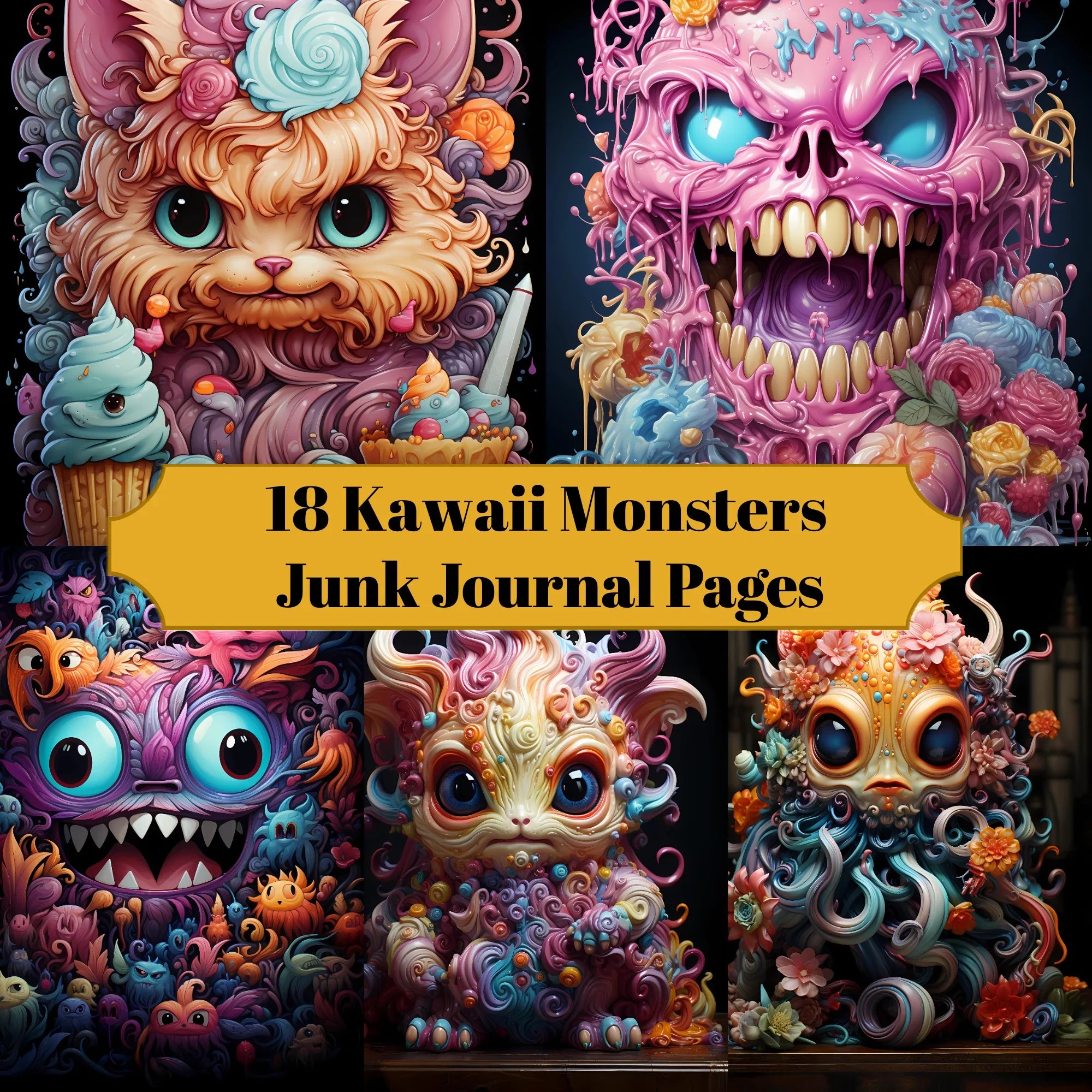 Java Monster Diary Kawaii Monsters Junk Journal Pages