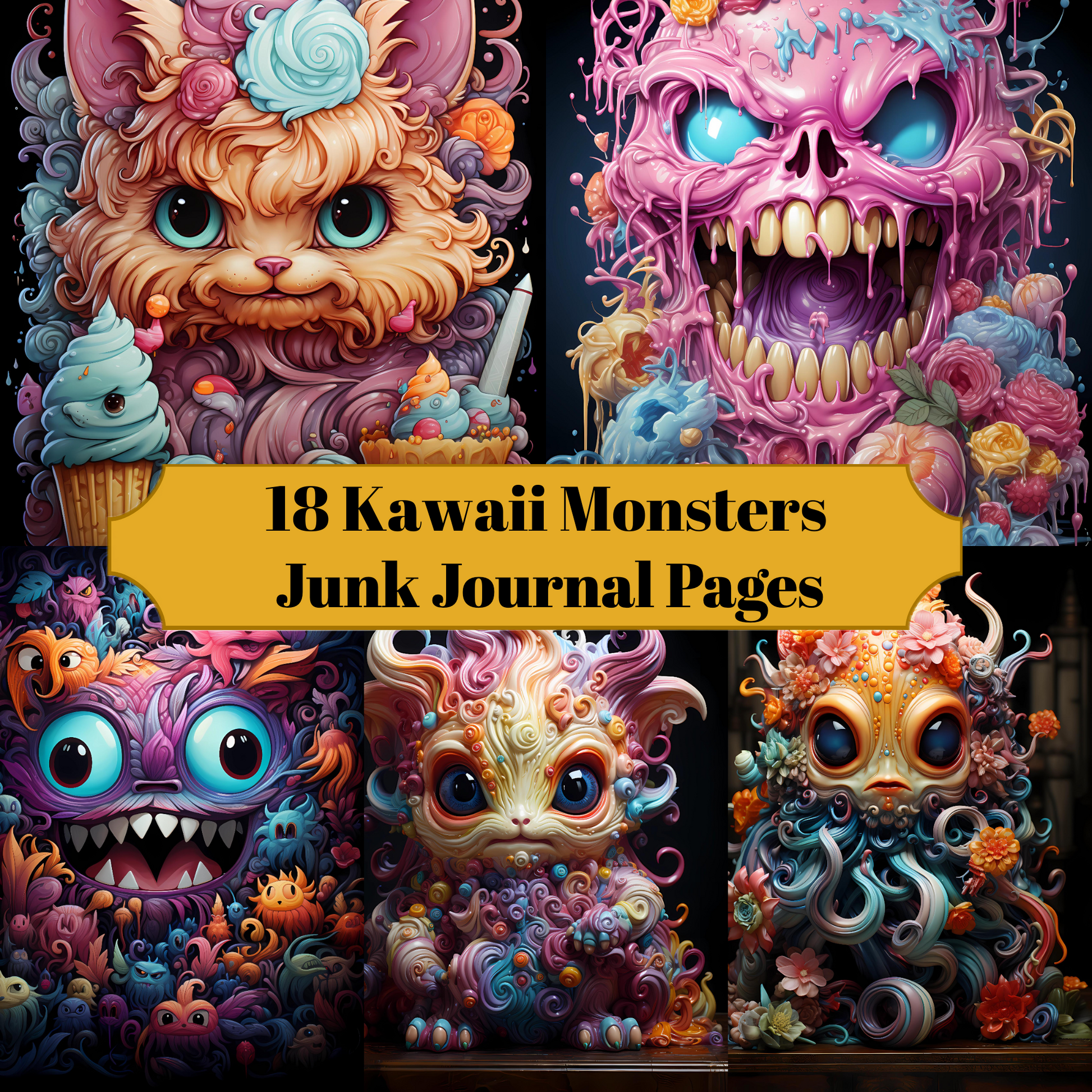 Kawaii Monsters Junk Journal Pages - CraftNest