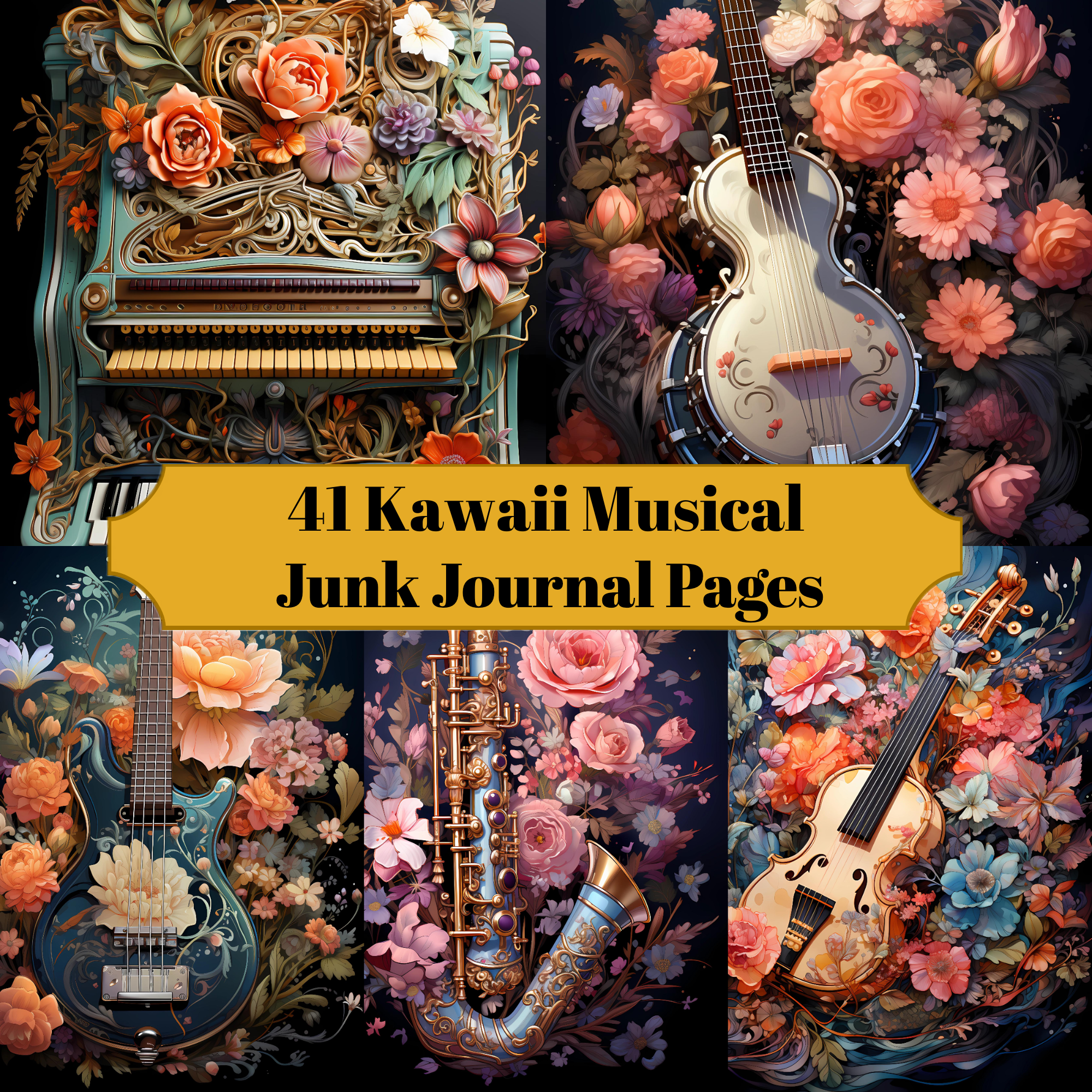 Kawaii Musical Junk Journal Pages - CraftNest