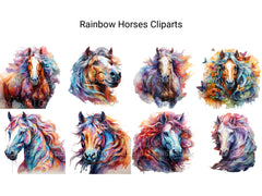 Rainbow Horses Clipart - CraftNest