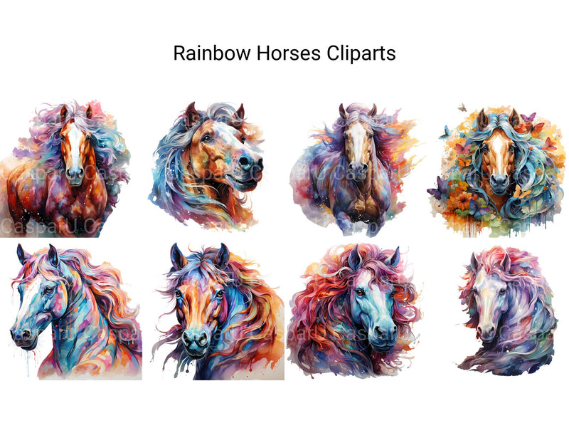 Rainbow Horses Clipart - CraftNest