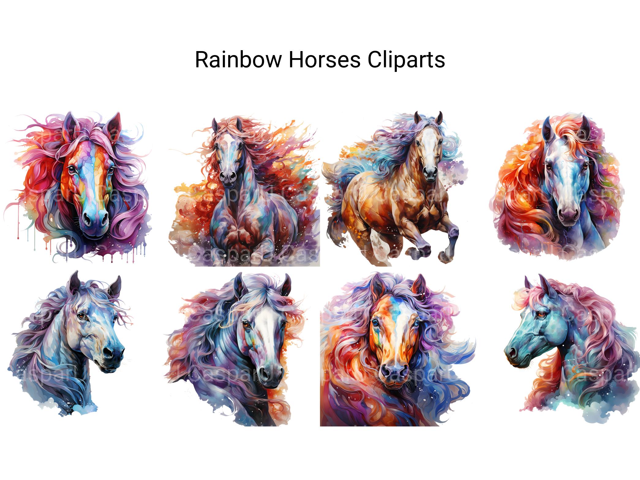 Rainbow Horses Clipart - CraftNest