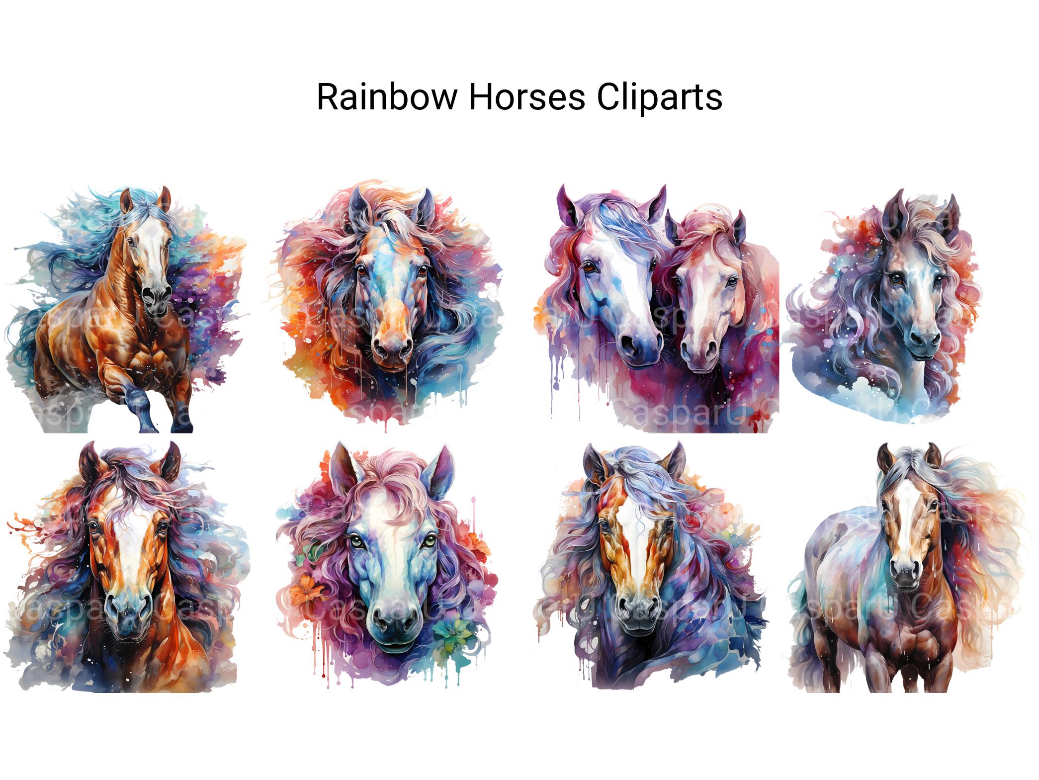 Rainbow Horses Clipart - CraftNest