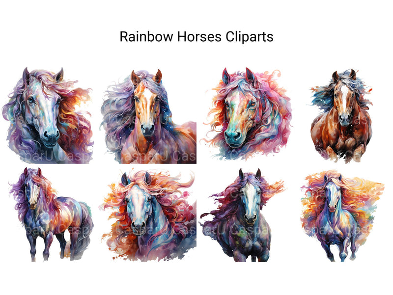 Rainbow Horses Clipart - CraftNest