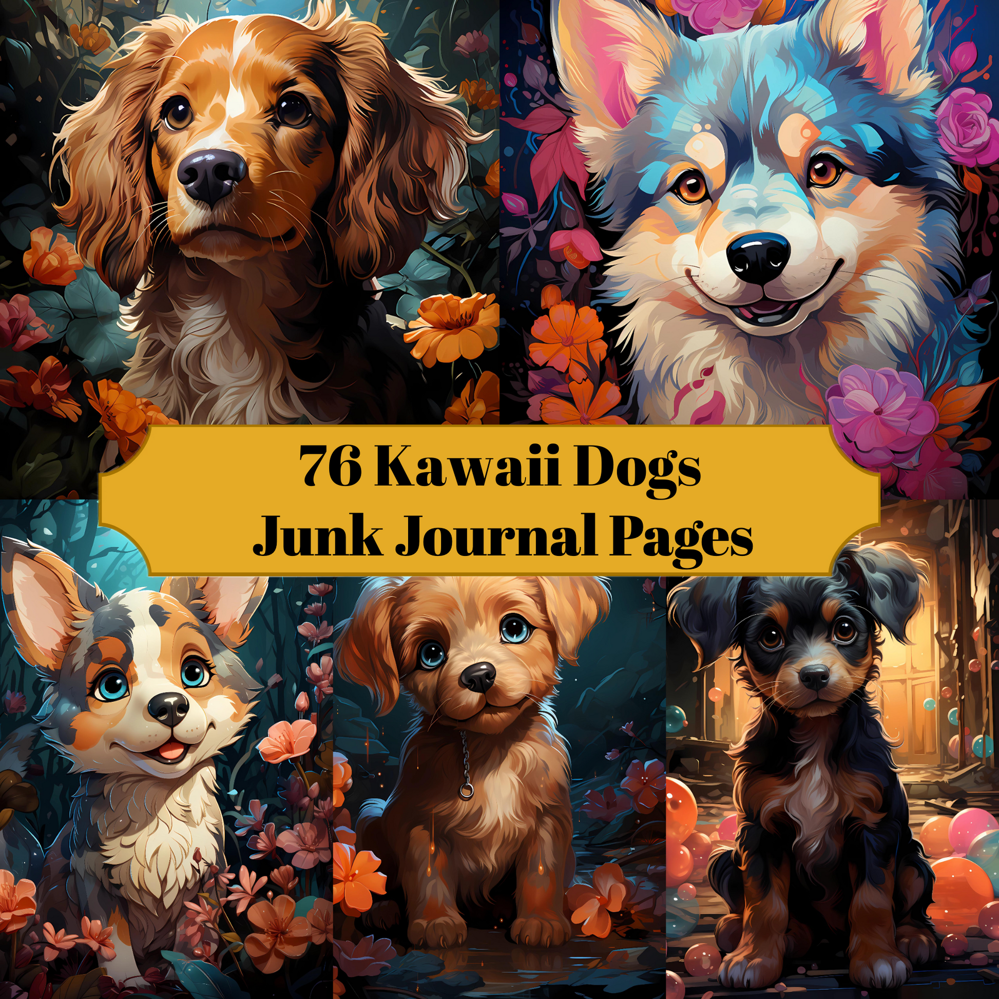 Kawaii Dogs Junk Journal Pages - CraftNest