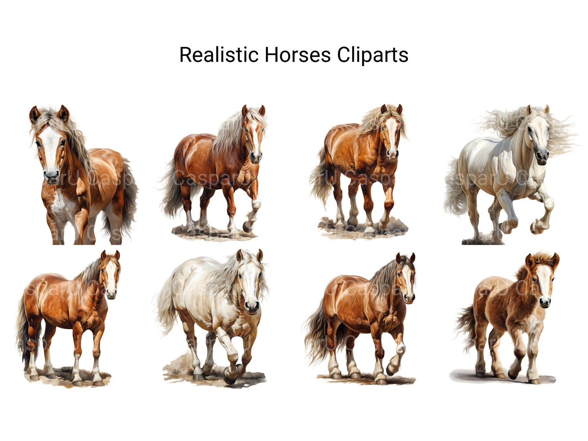 Realistic Horses Clipart - CraftNest