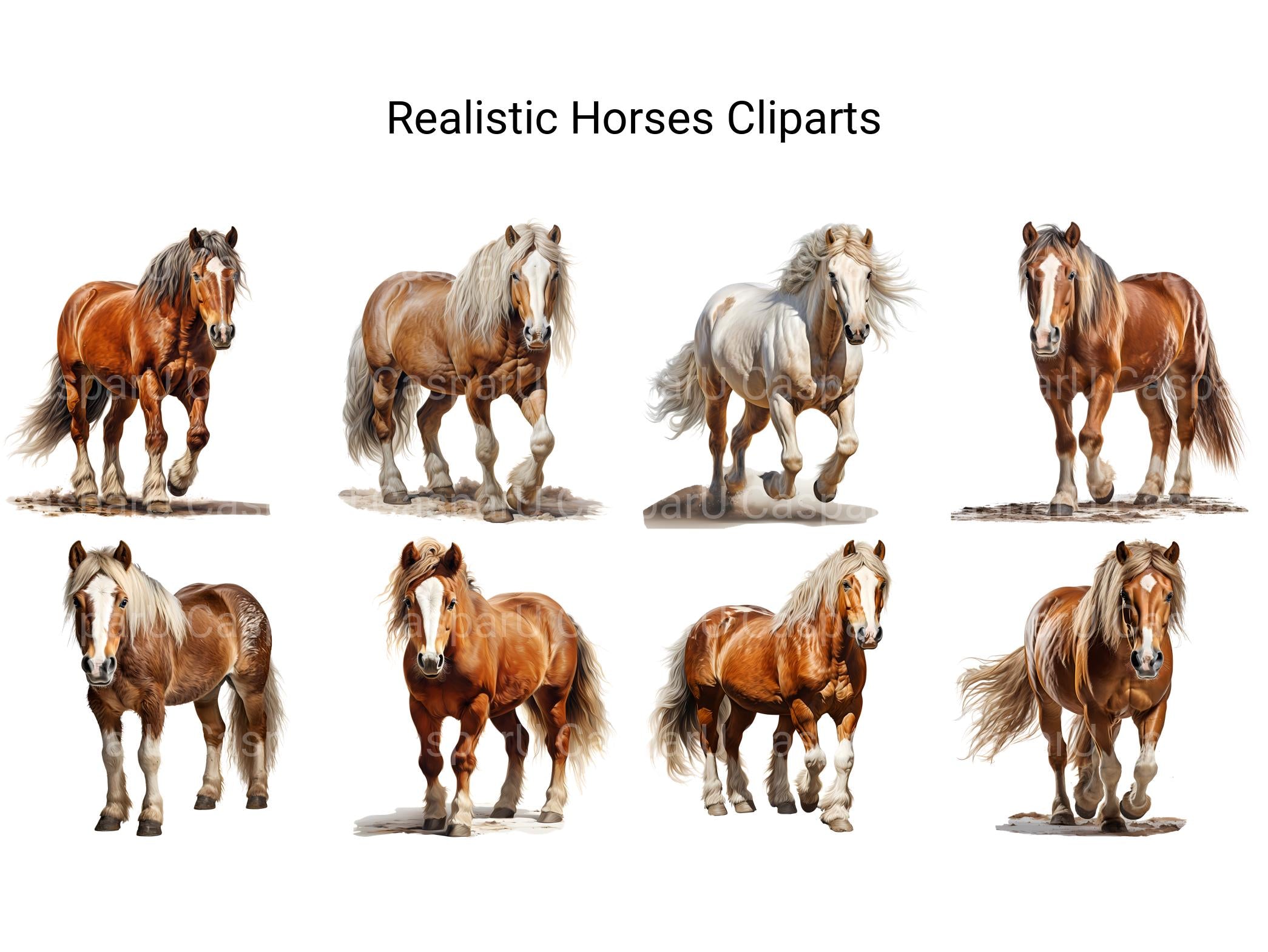 Realistic Horses Clipart - CraftNest