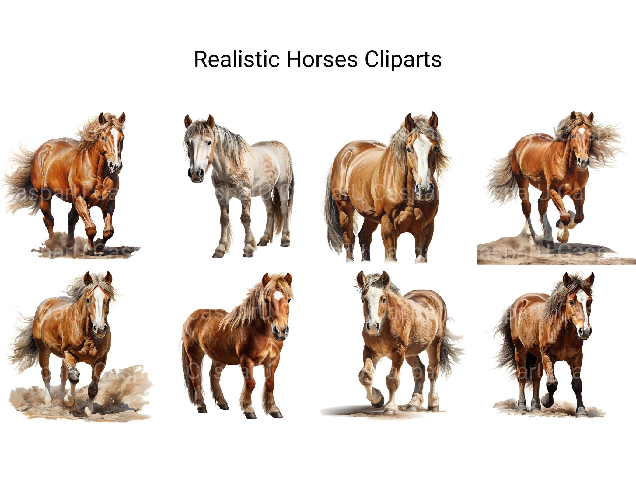 Realistic Horses Clipart - CraftNest