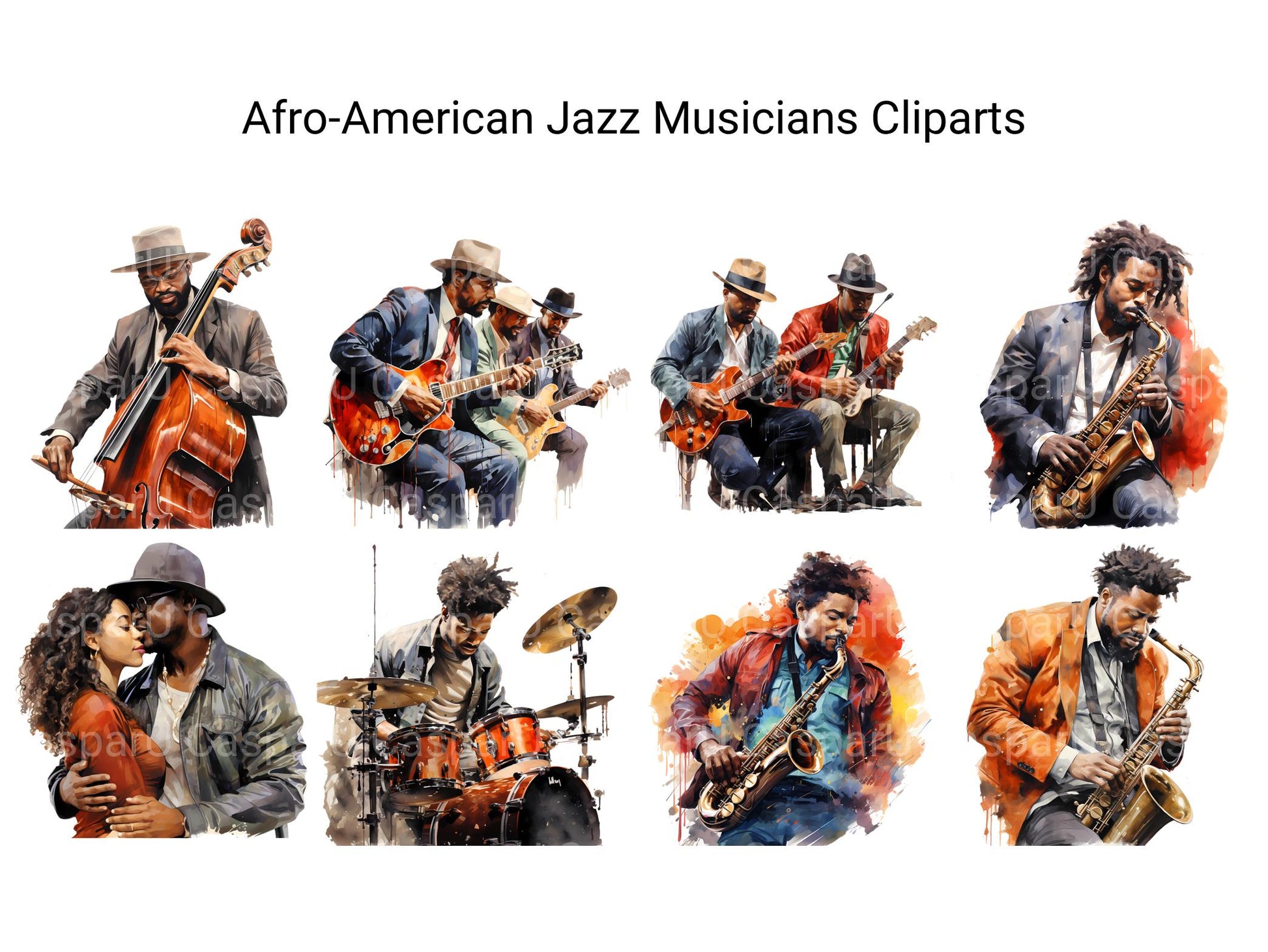 Afro-American Jazz Musicians Clipart - CraftNest