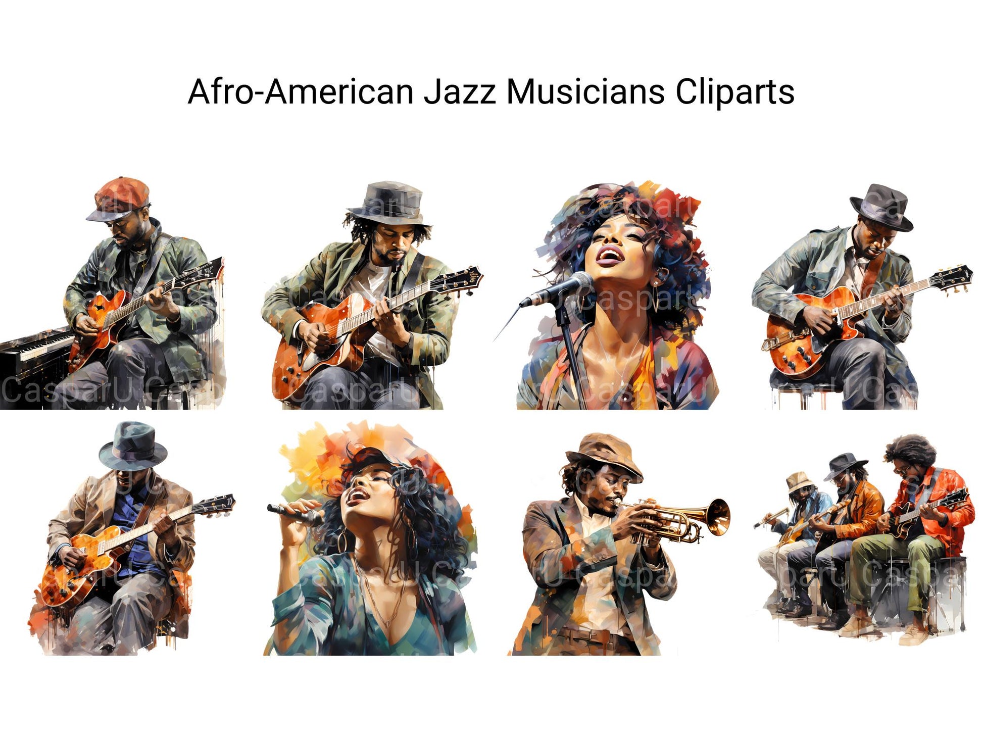 Afro-American Jazz Musicians Clipart - CraftNest