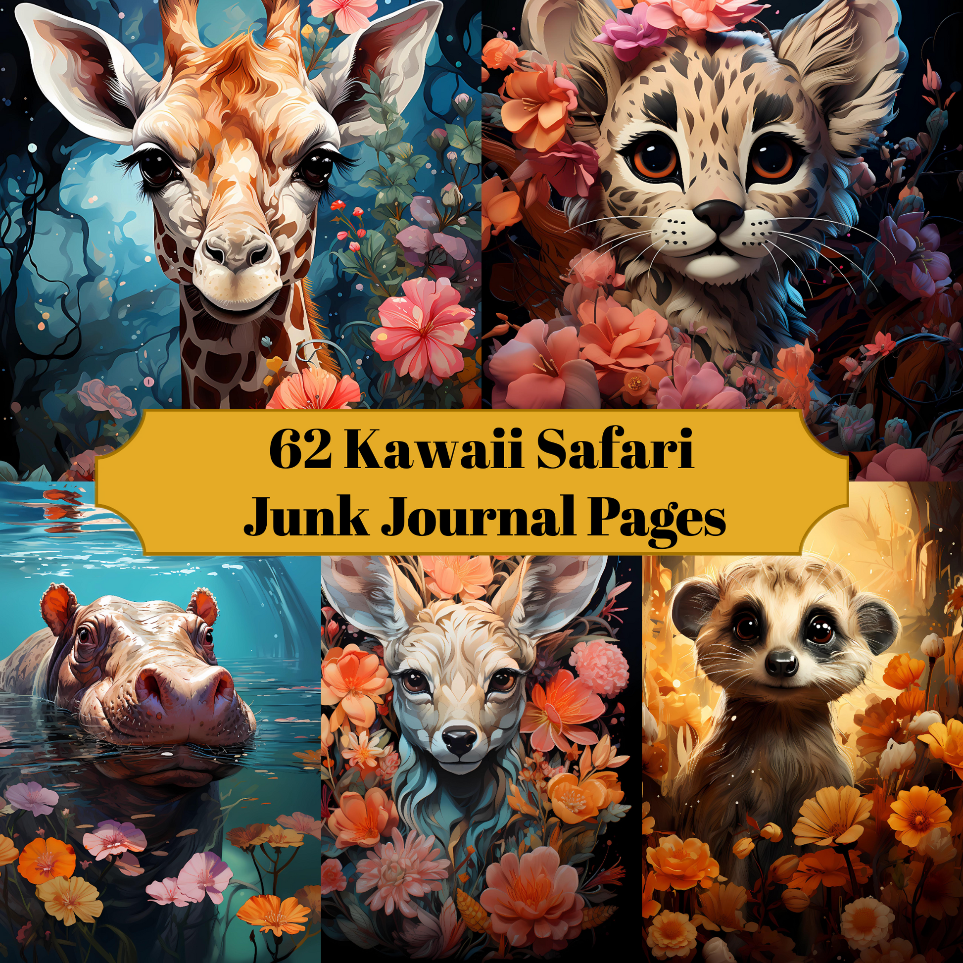 Kawaii Safari Junk Journal Pages - CraftNest