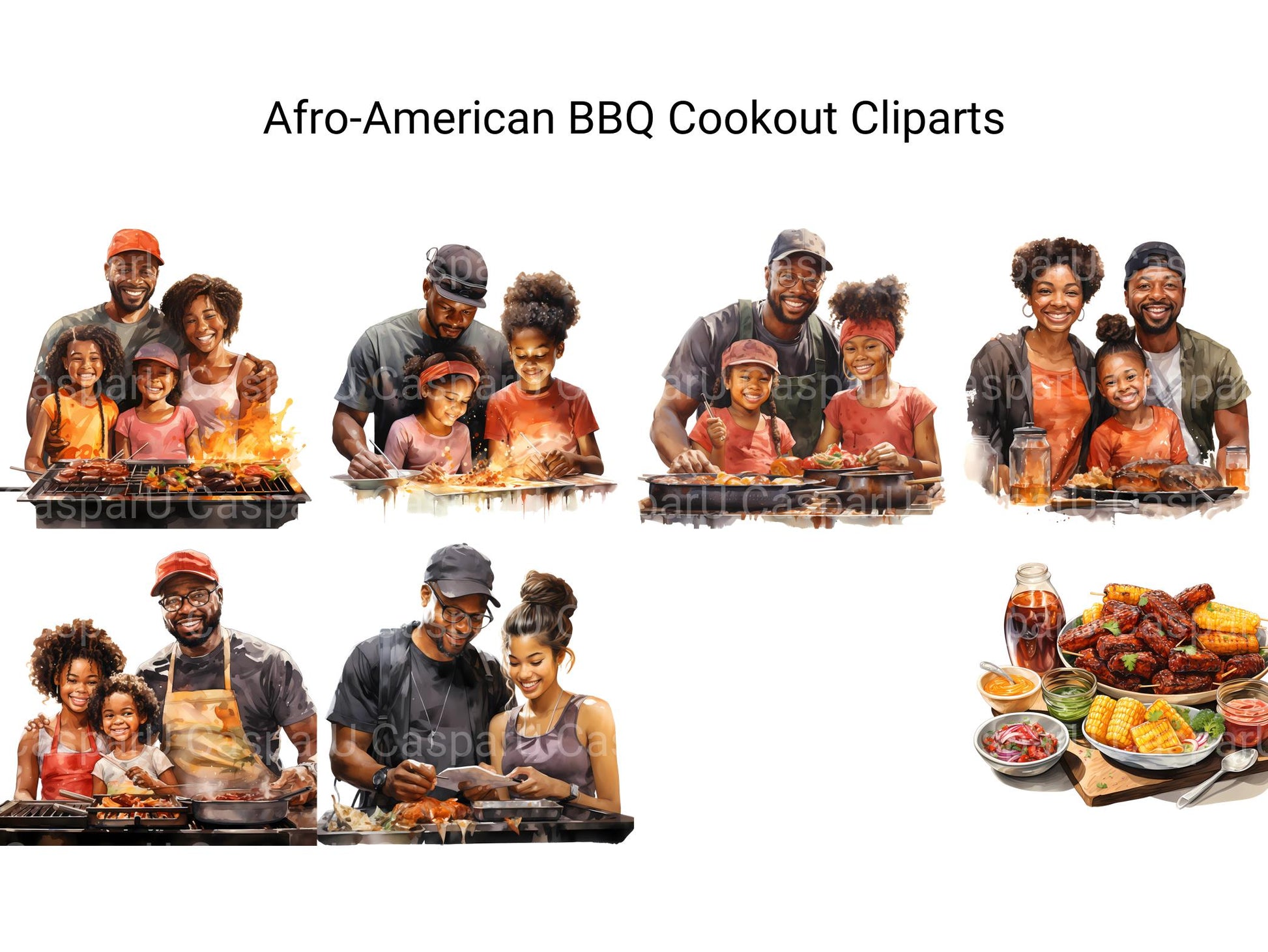 Afro-American BBQ Cookout Clipart - CraftNest