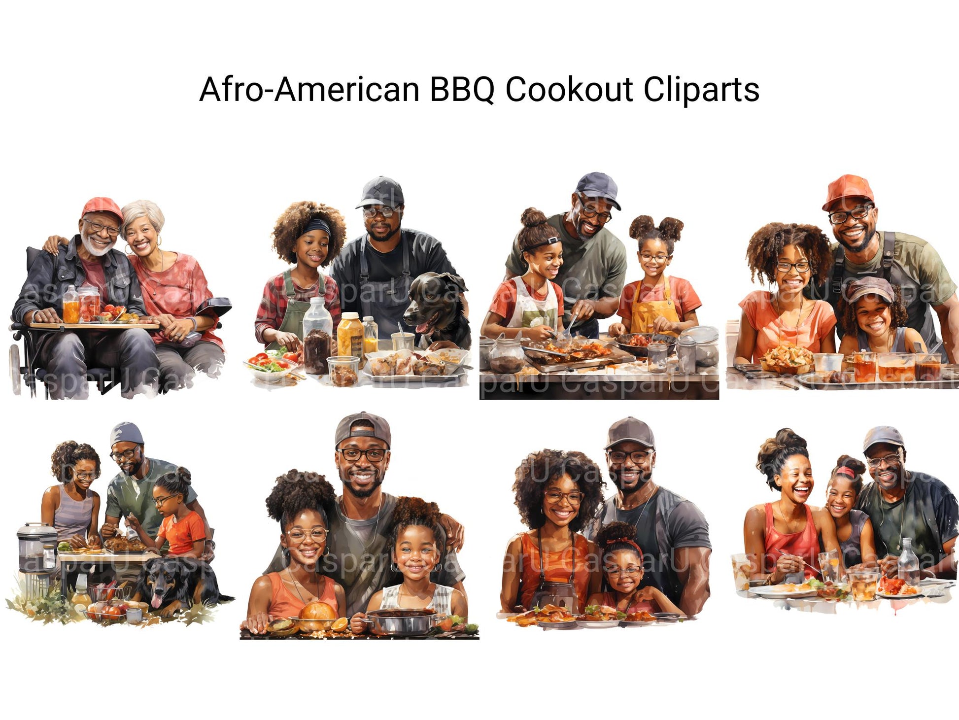 Afro-American BBQ Cookout Clipart - CraftNest