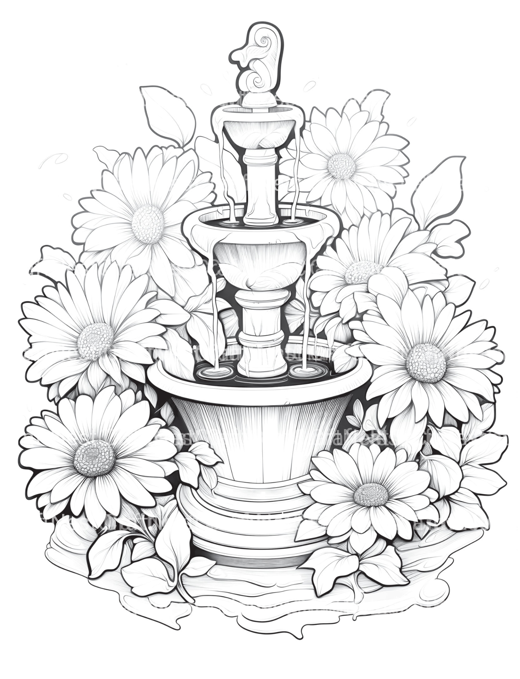 Blooming Fountain Coloring Book - CraftNest - Digital Crafting and Art