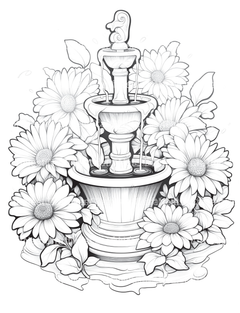 Blooming Fountain Coloring Book - CraftNest - Digital Crafting and Art