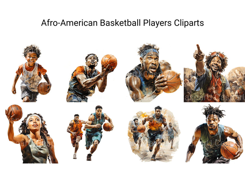 Afro-American Basketball Players Clipart - CraftNest