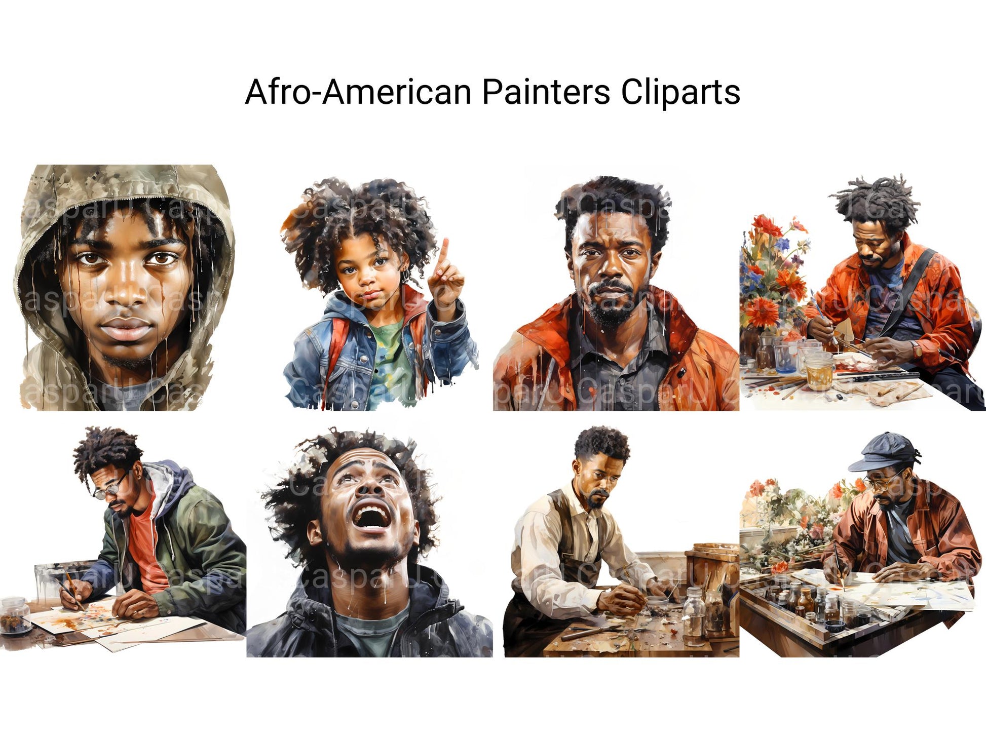 Afro-American Painters Clipart - CraftNest