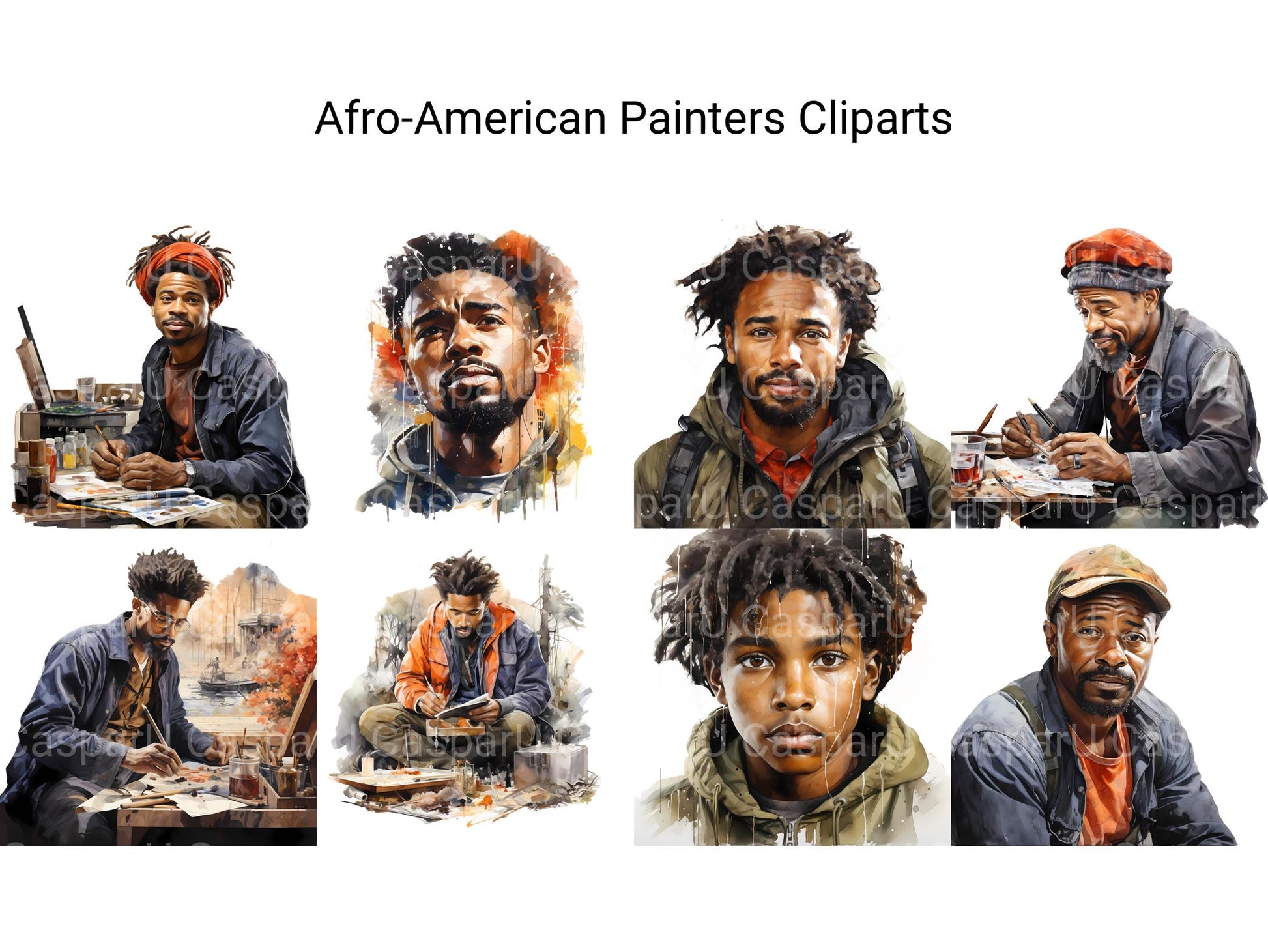 Afro-American Painters Clipart - CraftNest