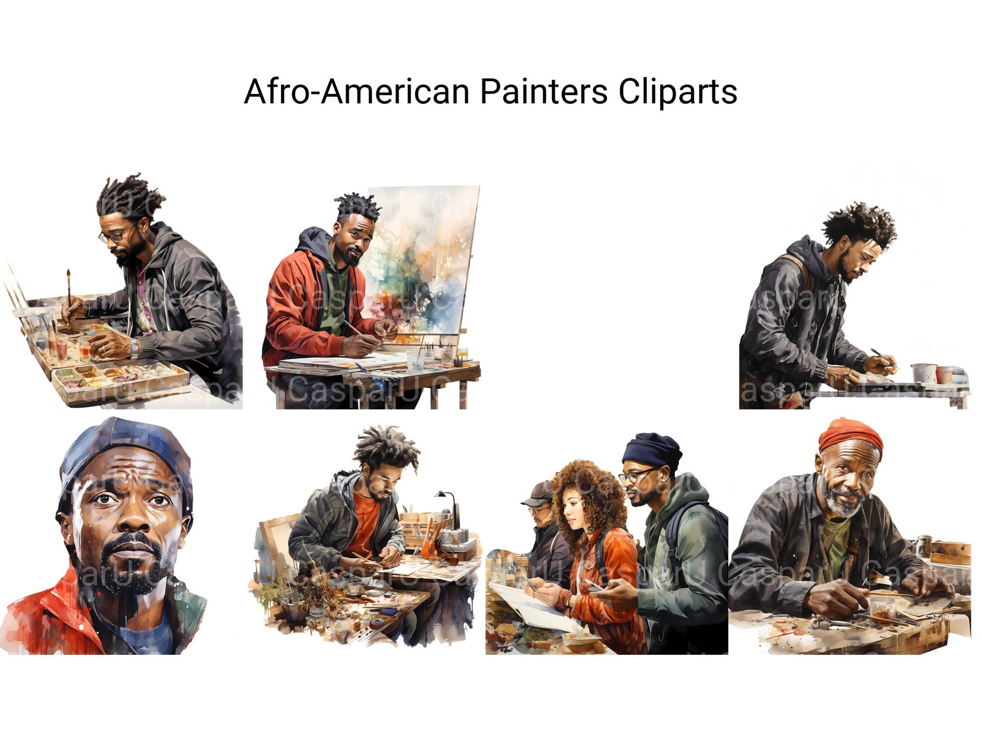 Afro-American Painters Clipart - CraftNest