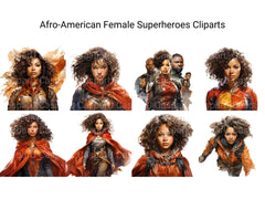 Afro-American Female Superheroes Clipart - CraftNest