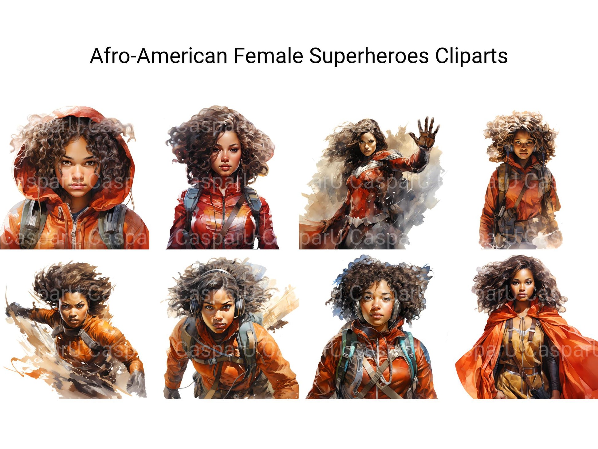 Afro-American Female Superheroes Clipart - CraftNest