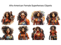 Afro-American Female Superheroes Clipart - CraftNest