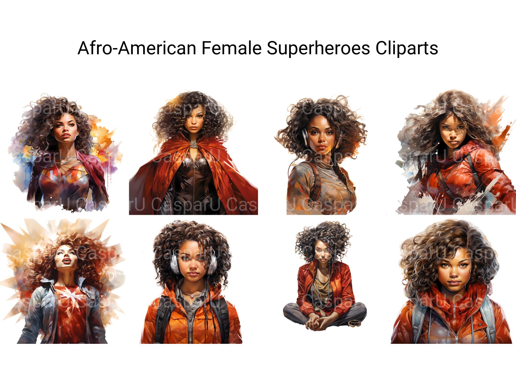 Afro-American Female Superheroes Clipart - CraftNest