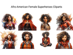 Afro-American Female Superheroes Clipart - CraftNest