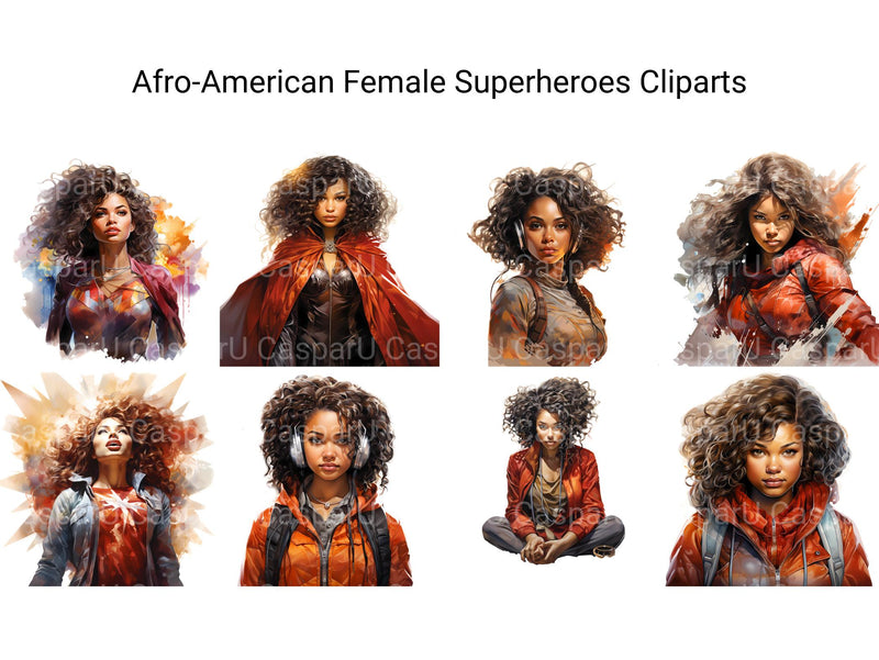 Afro-American Female Superheroes Clipart - CraftNest